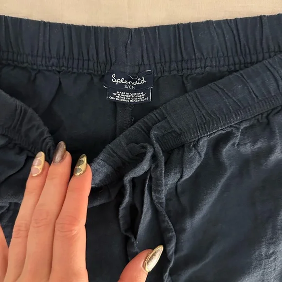 Splendid Navy Blue Linen Joggers - Picture 3 of 5